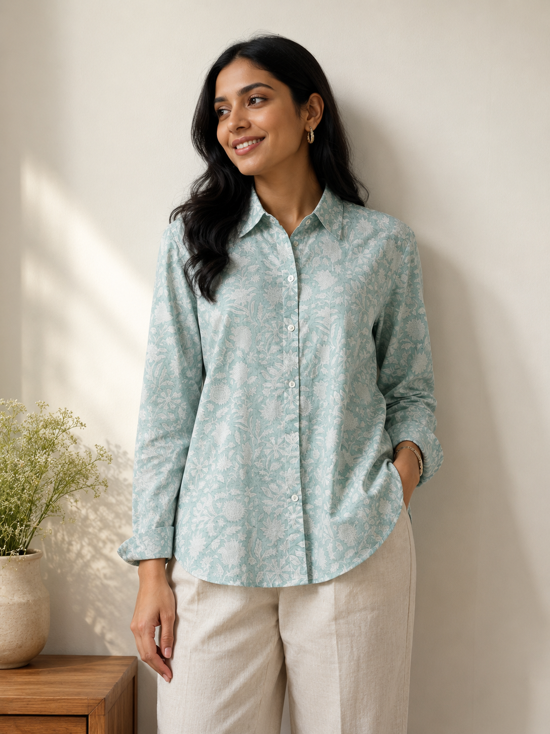 White Flower Charm Shirt