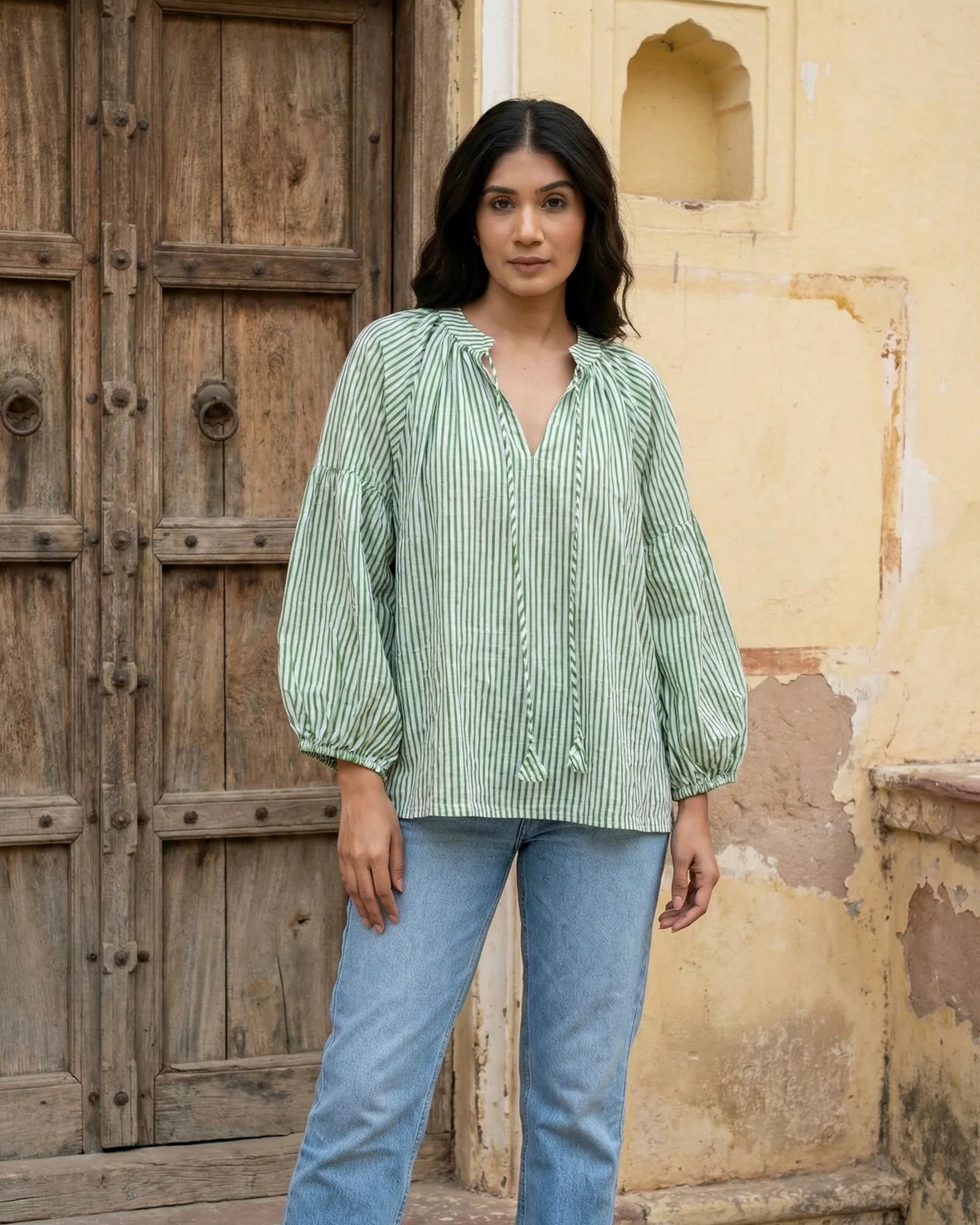 Lush Green Stripes Top