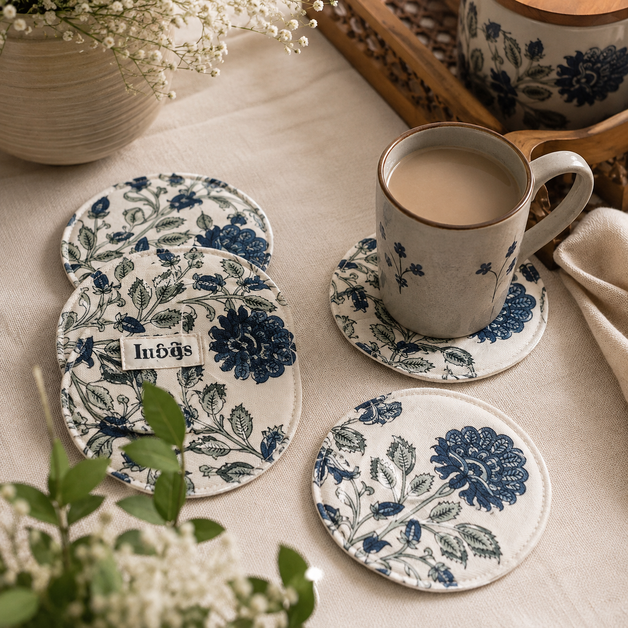 Blue boota coasters (Set Of 6)