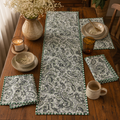 Lush Green Blooms Table Runner & Mats Set